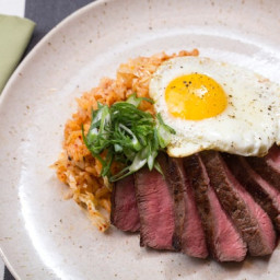 Steak & Eggs with Quick Kimchi Fried Rice