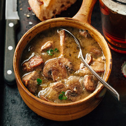 Steak and Ale Soup with Mushrooms