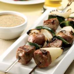 Steak and Potato Kebabs with Creamy Cilantro Sauce for Two
