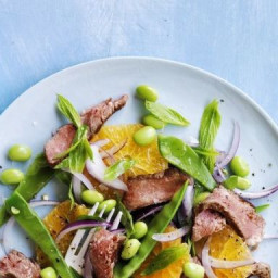 Steak and Snow Pea Salad with Oranges and Edamame