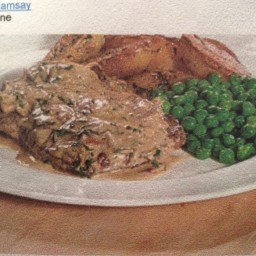 Steak Diane With Sauteed Potatoes And Peas Recipe