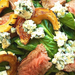 Steak Salad with Spinach, Delicata Squash, and Blue Cheese