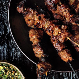 Steak Skewers with Scallion Dipping Sauce
