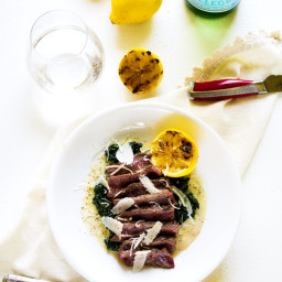 Steak with Creamy Spinach and Parmesan