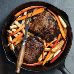 Steak with Glazed Carrots and Turnips