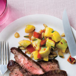 Steak With Summer Squash and Pine Nuts