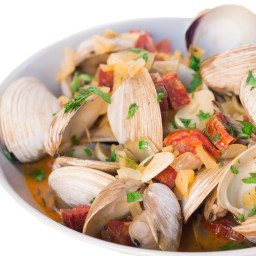 Steamed Clams with Chorizo in White Wine Broth