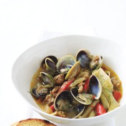 Steamed Clams with Spicy Italian Sausage and Fennel