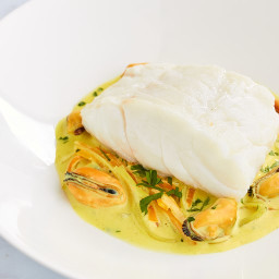 Steamed Cod with Curried Mussels and Carrots Recipe