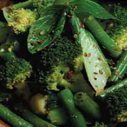 Steamed Greens with Honey and Sesame Dressing