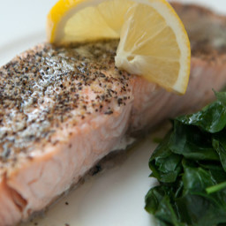 Steamed Salmon with Watercress and Lemon Butter