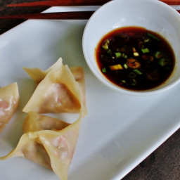 Steamed Shrimp Dumplings with Apricot-Soy Dipping Sauce