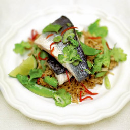 Steamed Thai-style sea bass and rice