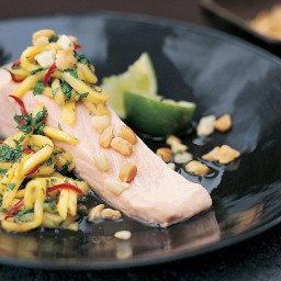 Steamed trout with mango salad