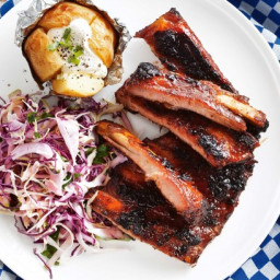 Sticky Aussie barbecue ribs with fennel and apple slaw