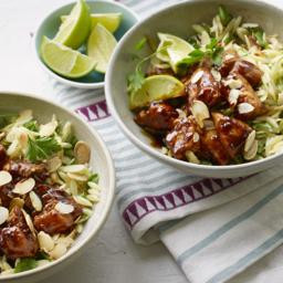 Sticky chicken curry with herby orzo 