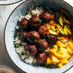 Sticky Ginger Rice Bowls with Pickled Veg and Mango