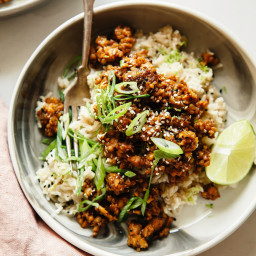 Sticky Ginger Tempeh with Coconut Rice