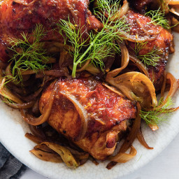 Sticky Orange Chicken with Caramelized Onions and Fennel
