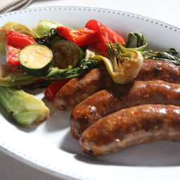 Sticky sweet sausage and vegetable bake