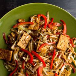 Stir-Fried Cabbage, Tofu and Red Pepper