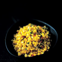Stir-fried corn with chilli, ginger, garlic and parsley