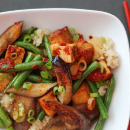 Stir-Fried Eggplant and Green Beans with Tofu and Chili-Garlic Sauce