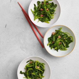 Stir-Fried Snow Pea Shoots with Pancetta
