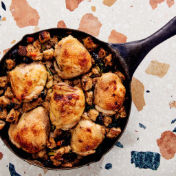 Stock-and-Cider-Brined Chicken Over Stuffing