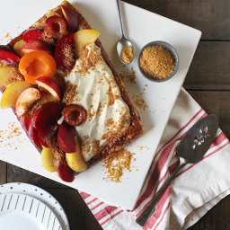 Stone Fruit & Pistachio Tart with Salted Caramel Crumbles