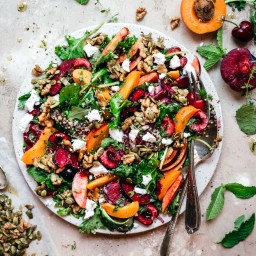 Stone Fruit Salad with Kale and Quinoa