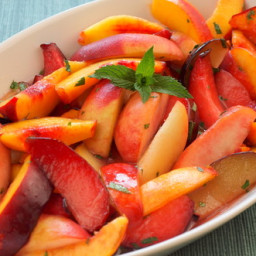 Stone Fruits with Ginger-Lime Syrup and Mint