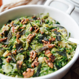 Stovetop Brussels Sprouts Hash with Crispy Sage and Walnuts
