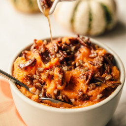 Stovetop Whipped Sweet Potatoes with Maple and Pecans