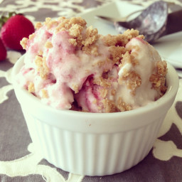 Strawberries and Cream Ice Cream with Almond Butter Crisp