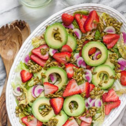 Strawberry Avocado Salad with Candied Pepitas