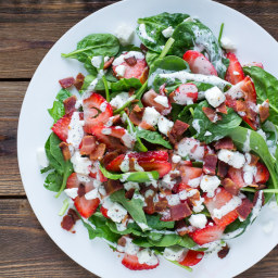 Strawberry, Bacon and Spinach Salad with Feta and Poppy Seed Dressing