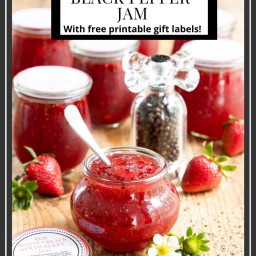 Strawberry Balsamic Black Pepper Jam (with free printable labels for giftin