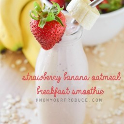 Strawberry Banana Oatmeal Breakfast Smoothie
