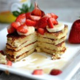 Strawberry Banana Protein Pancakes