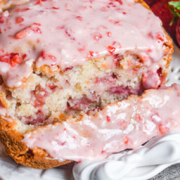 Strawberry Bread Recipe with Fresh Strawberry Glaze {Easy Quick Bread}