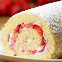 Strawberry Cheesecake Cake Roll Recipe by Tasty
