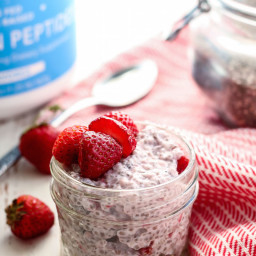 Strawberry Chia Seed Protein Pudding [ with Collagen Peptides ]