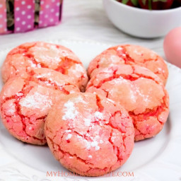 Strawberry Crinkle Cookies