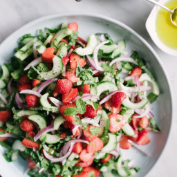 Strawberry Cucumber Salad with Basil and Mint