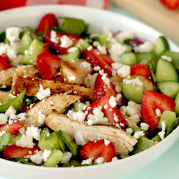 Strawberry Feta Spinach Salad with Chicken