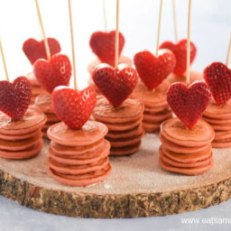 Strawberry Heart Topped Mini Pancake Stackers