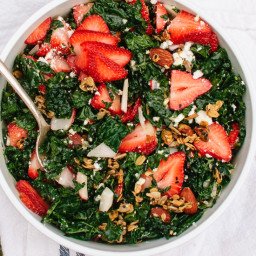 Strawberry Kale Salad with Nutty Granola Croutons