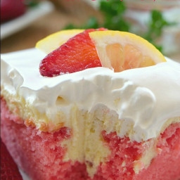 Strawberry Lemonade Cream Cheese Poke Cake