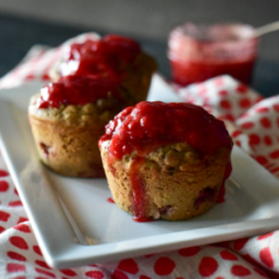 Strawberry Oat Muffins with Strawberry-Orange Compote